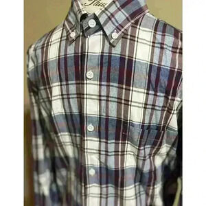 J Crew Mens Shirtings Classic fit  Button Up Shirt Plaid Size Large 100% Cotton